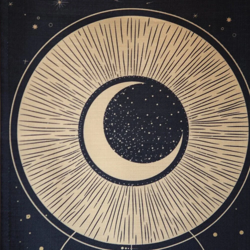 Black and Gold Mood Goddess Nylon Canvas Sacred Geometric Tassel Wall Tapestry